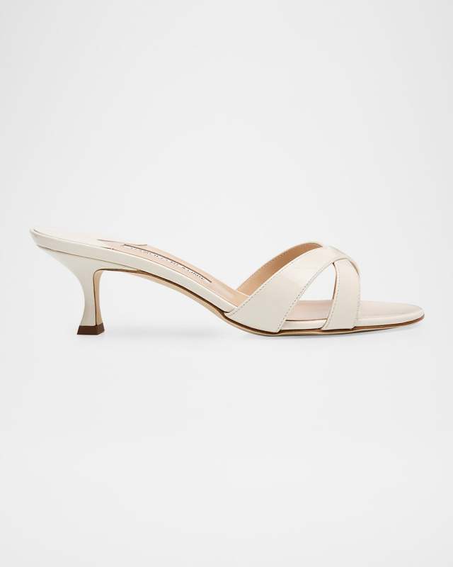 Patent Leather Crisscross Slide Sandals